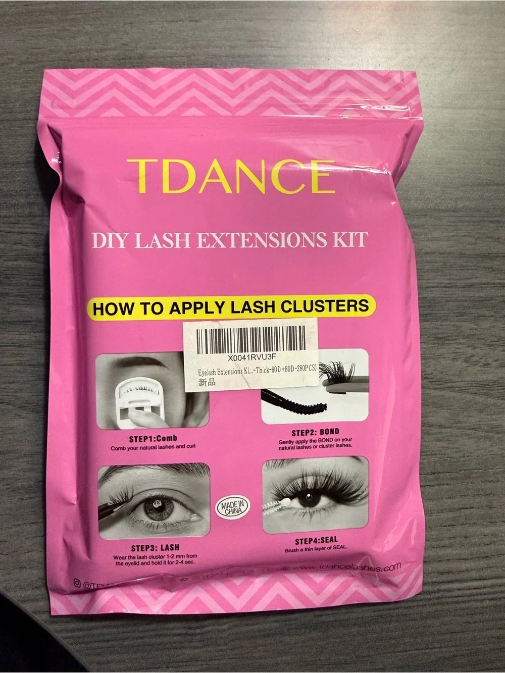 TDANCE DIY Eyelash Extension Kit - Pink & Yellow Packaging